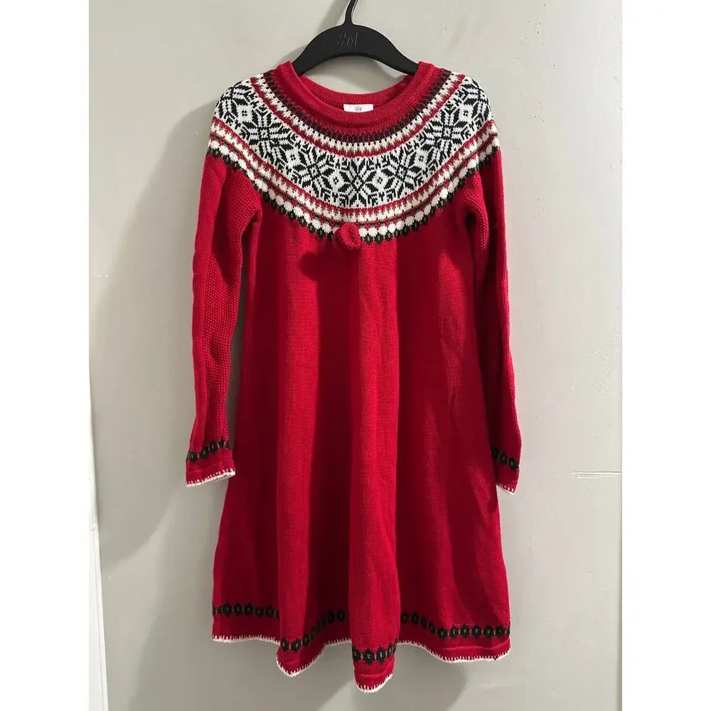 Hanna Andersson Red fair isle Sweater dress‎ size US 10